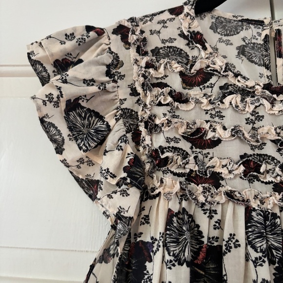 Ulla Johnson Erin Top Gardenia Floral Flutter Sleeve Size 4 Viscose Cotton Blend - Picture 6 of 16